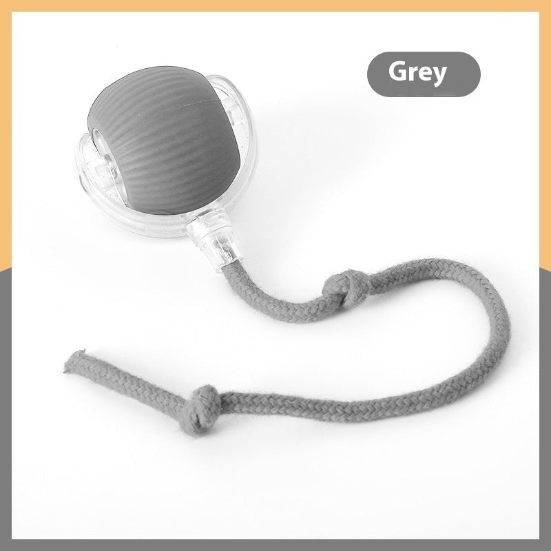 Interactive Cat Toy Ball Super Drive Cat Rolling Ball With Rope Style Gray